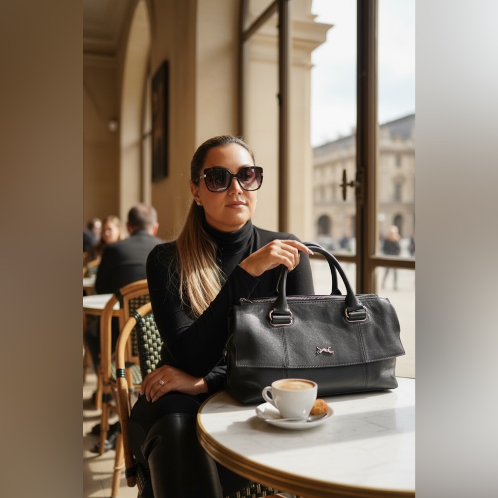 Beautiful Bimba y Lola handbag in genuine black leather